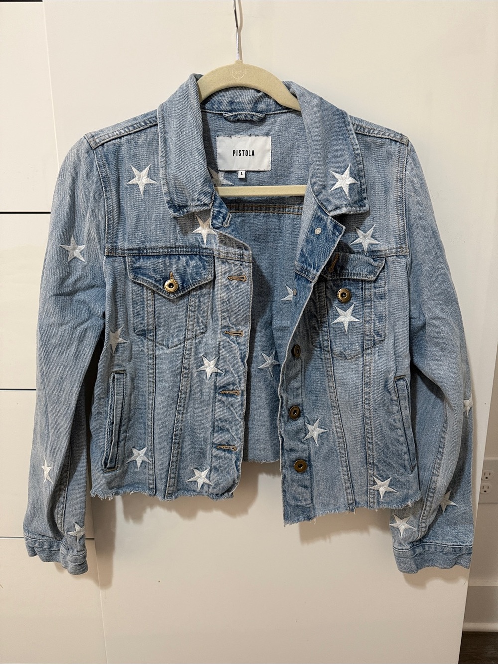 pistola Light Blue Star Embroidered Denim Jacket